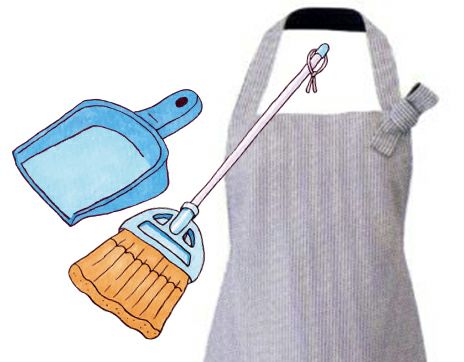 ホコリが付きにくいエプロン