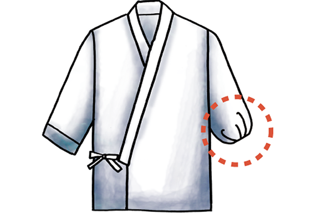 袖・裾にゴム入れ