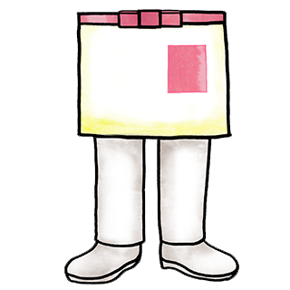 腰巻きエプロン:ひざ上丈