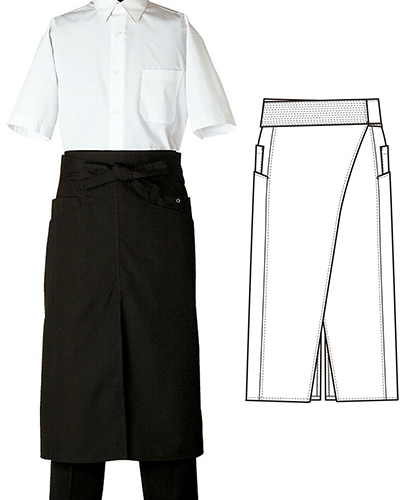 ロング丈ソムリエエプロン（スリット入り）