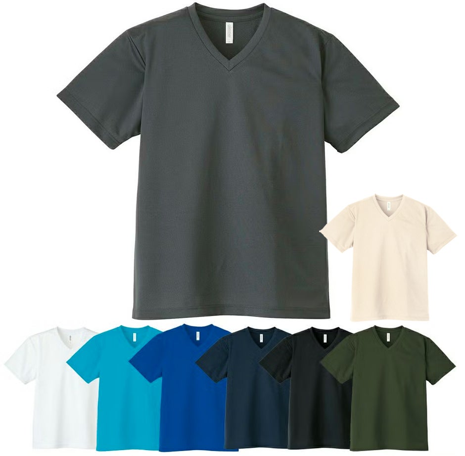 ポリエステル100で吸汗速乾ドライVネックTシャツ
