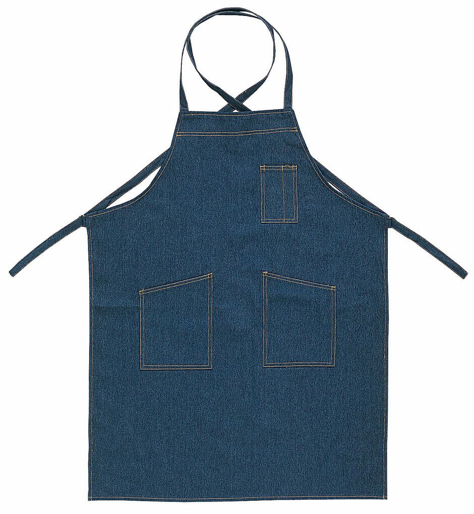 胸当てデニムエプロン [KURO-47224]│名入れロゴ刺繍・オリジナル