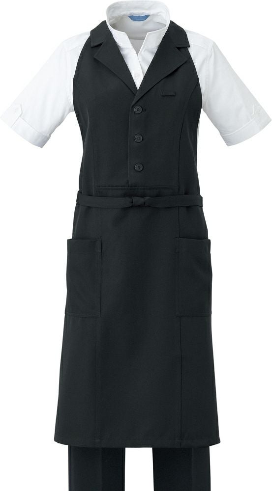 エリ付・胸当てエプロン／＃ブラック