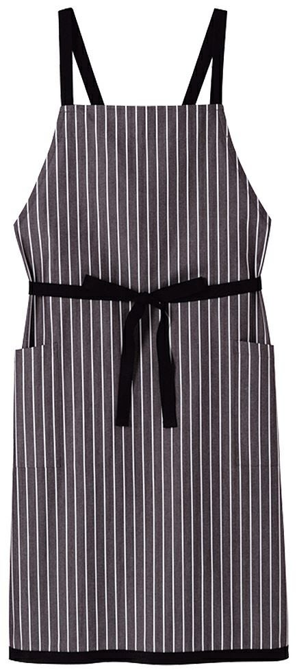 ブラウン＃5 / ストライプおしゃれな胸付きエプロン