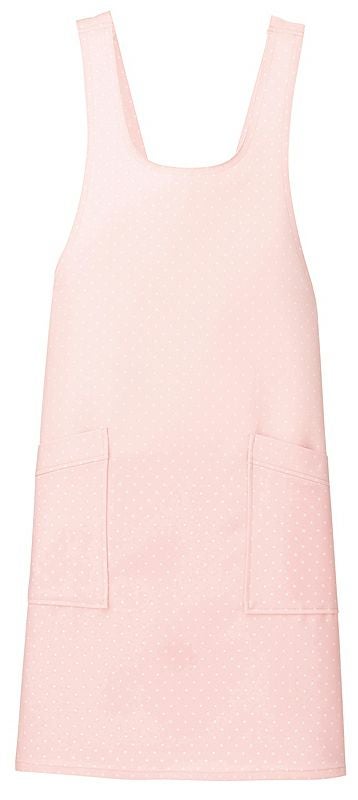 ピンク＃060 / かわいいドット柄胸当てエプロン