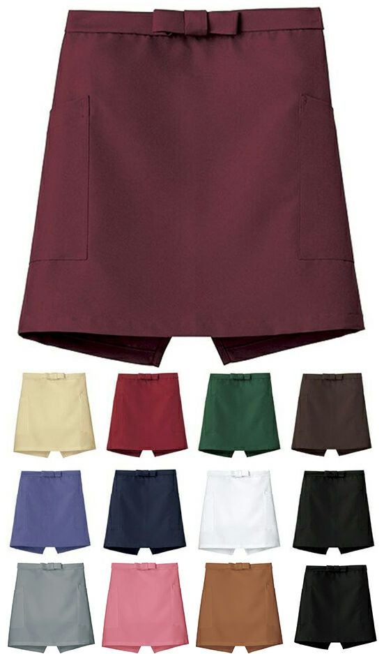 漂白剤対応の飲食店用ショート丈エプロン