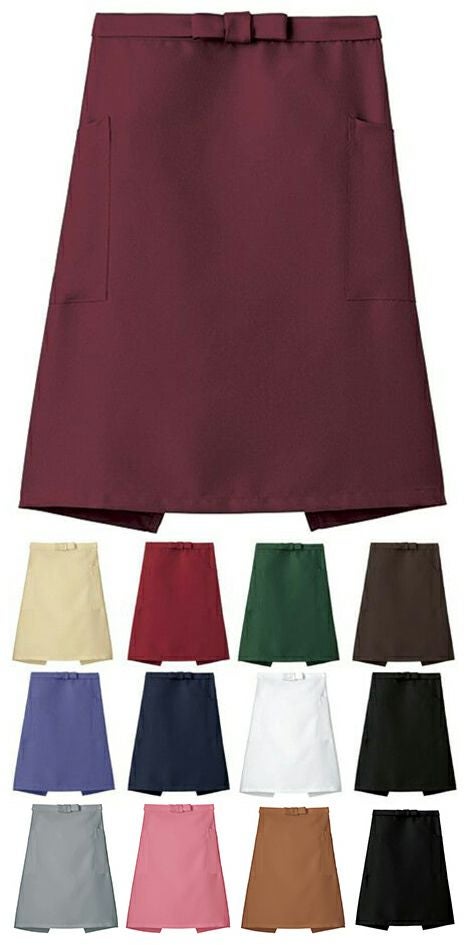 漂白剤対応の飲食店用ミドル丈エプロン