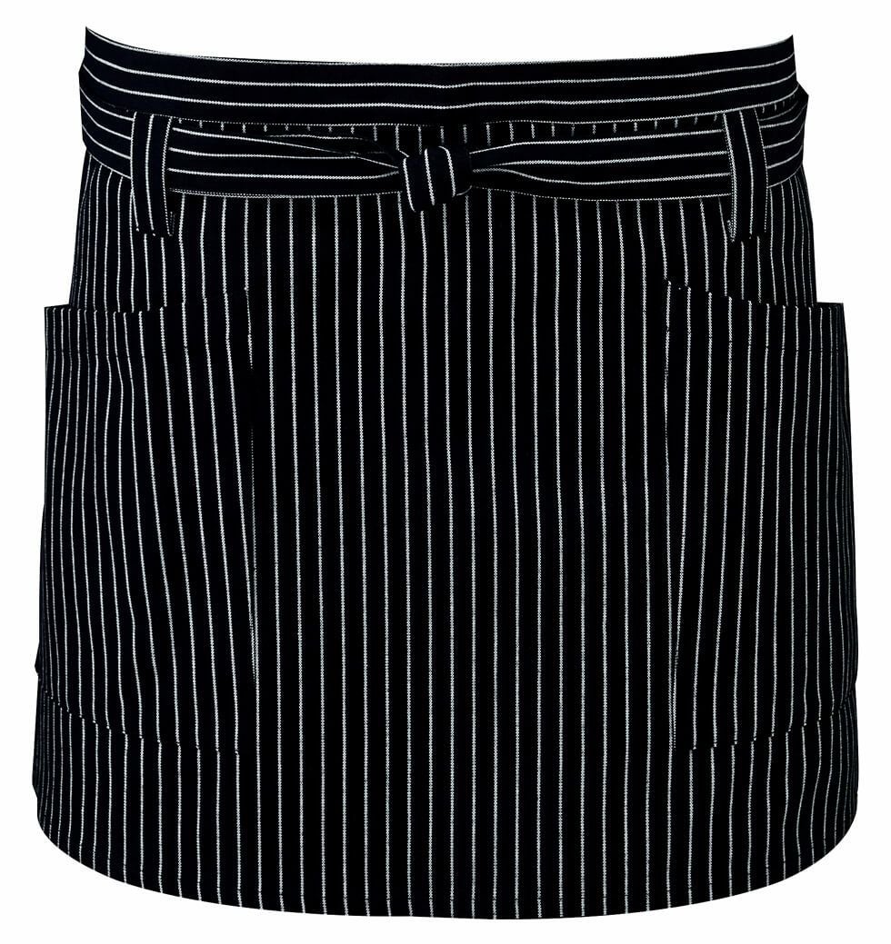ブラック（黒色）＃C10 / ストライプ柄：ショートエプロン