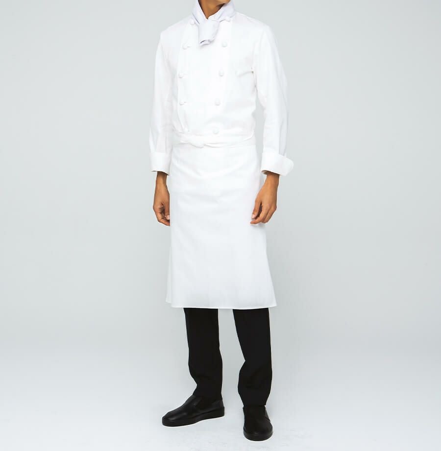 調理前掛け着用写真