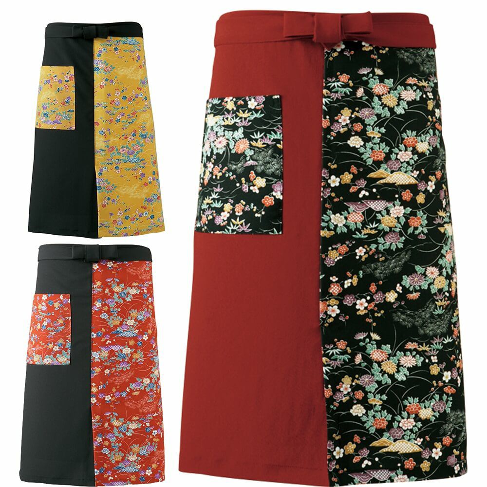 【友禅調小紋】和柄・前掛けエプロン [SUN-K3673-K3674-K3675]