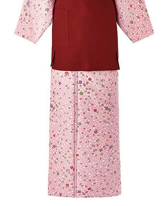 茶衣着スカート [透かし文様に花柄]（女性用） [SUN-OD248]