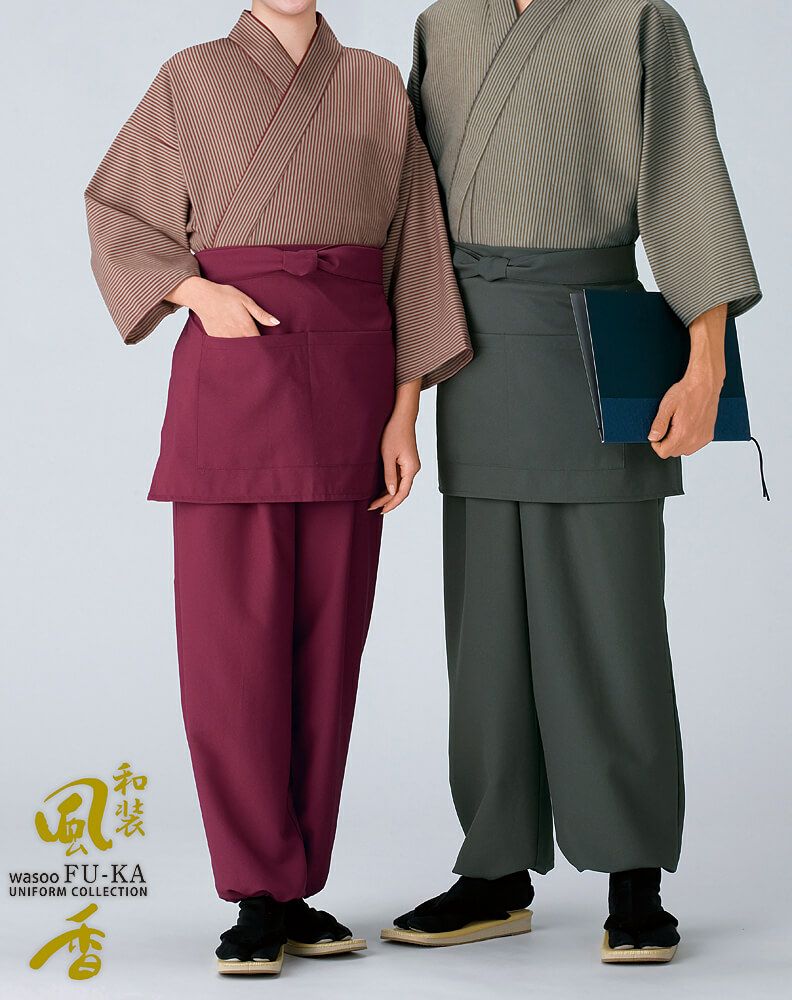 新品タグ付 15号/3L 事務服 3点セット ENJOY 濃紺 ストライプ着痩せ 日本製】作務衣・上着 [縞：ストライプ] [男女兼用] [KY-SJ4033-SJ4034