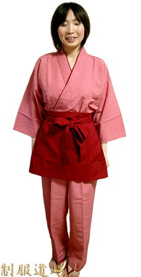 雪あられ柄・作務衣：着用写真