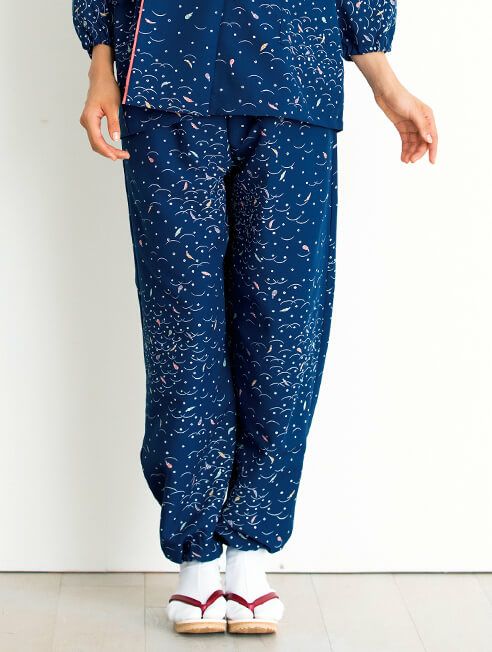 【日本製】茶衣着・パンツ [露芝野菜小紋] [女性用] [SRV-K3735]