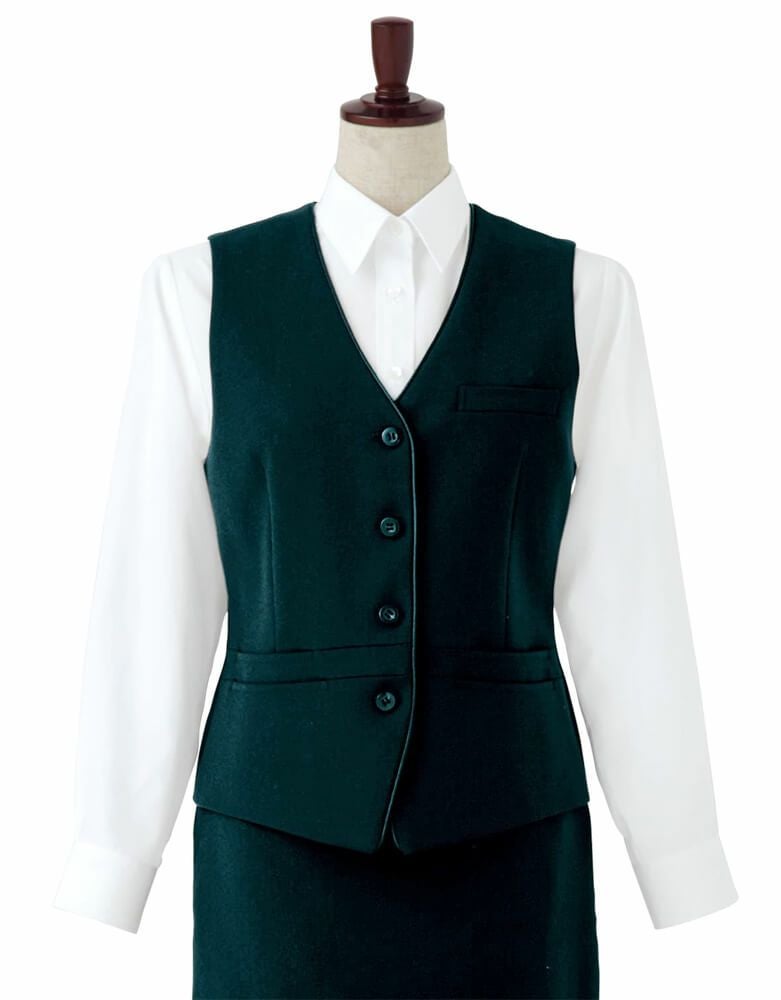 【レディース】フォーマル黒ベスト（静電加工） [7-CJ4315]