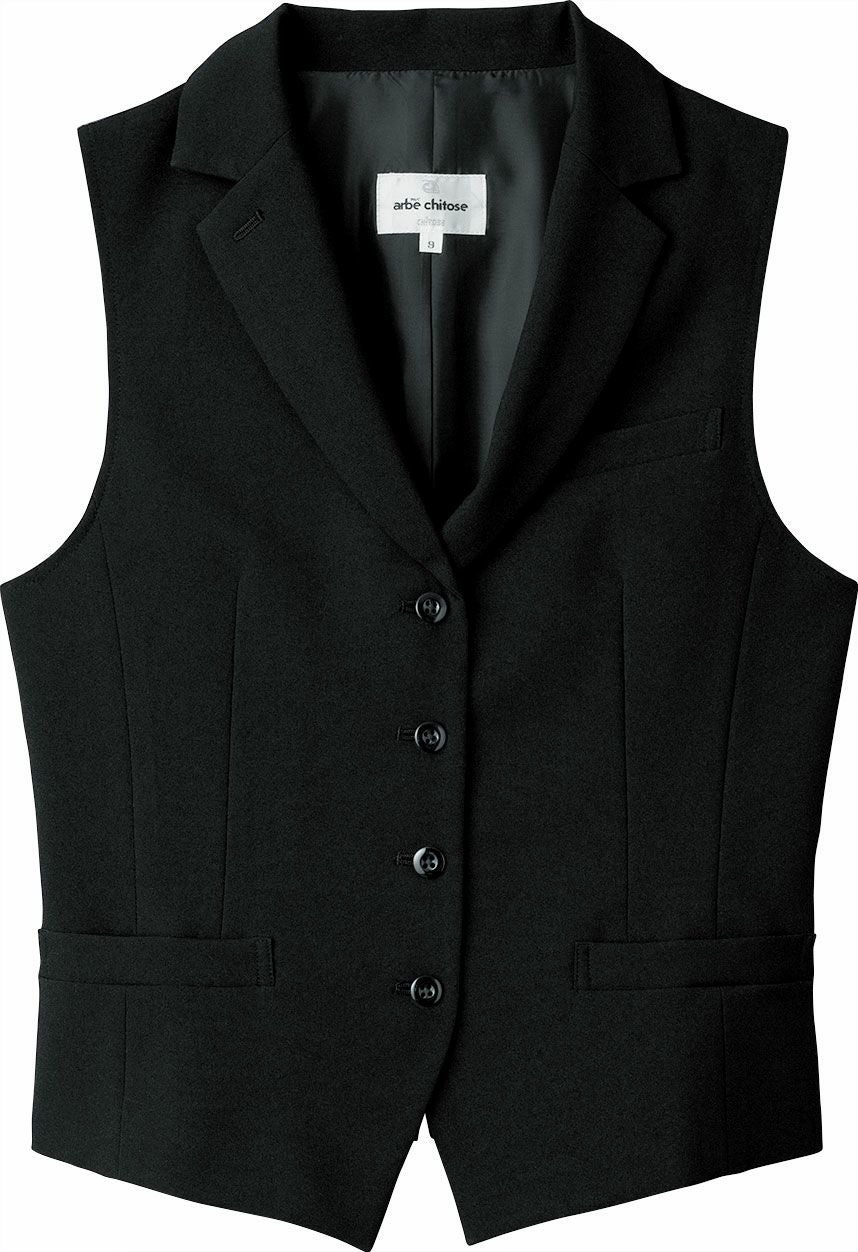 ブラック／ストレッチの仕事用レディーススーツベスト