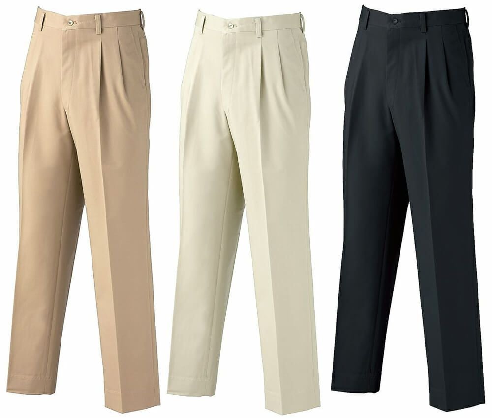 【男女兼用】チノパン（ツータック）（綿100％） [KURO-31-0]