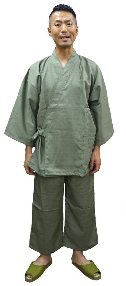 ぴよん様　オーダーお洋服　カーキ４着 メンズ】業務用館内着・上下セット [KY-BR104]│名入れロゴ刺繍