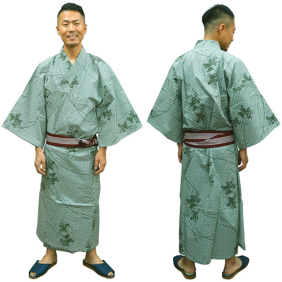 男性用】館内着浴衣（帯は別売り） [KY-YU-MENS]│名入れロゴ刺繍