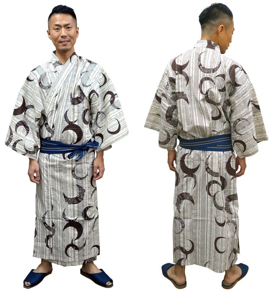 男性用】館内着浴衣（帯は別売り） [KY-YU-MENS]│名入れロゴ刺繍