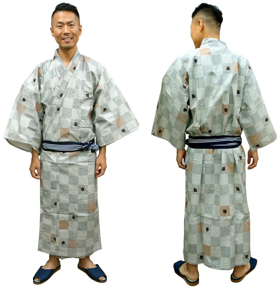 男性用】館内着浴衣（帯は別売り） [KY-YU-MENS]│名入れロゴ刺繍