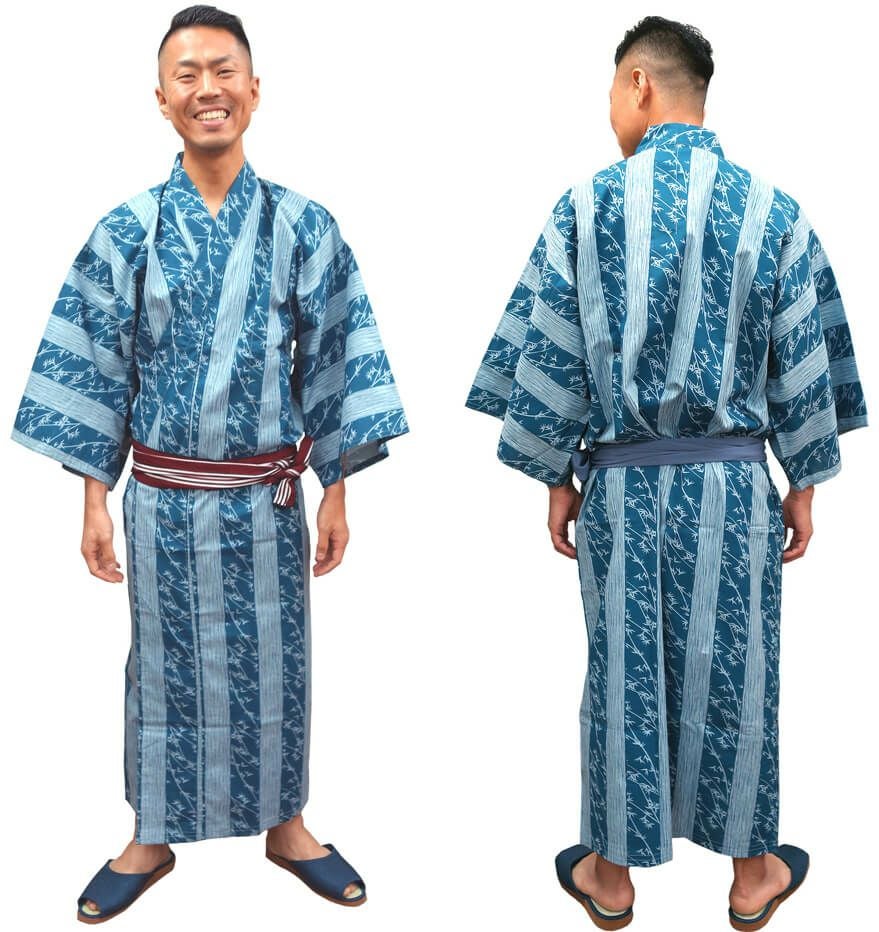 男性用】館内着浴衣（帯は別売り） [KY-YU-MENS]│名入れロゴ刺繍