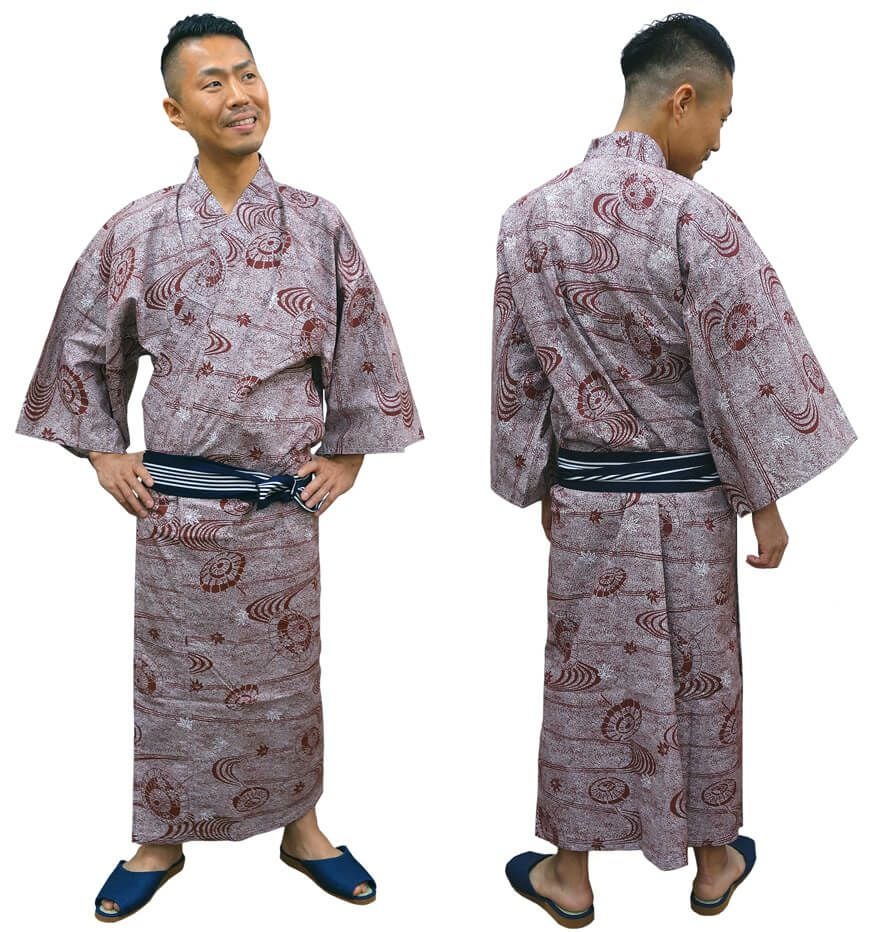 男性用】館内着浴衣（帯は別売り） [KY-YU-MENS]│名入れロゴ刺繍