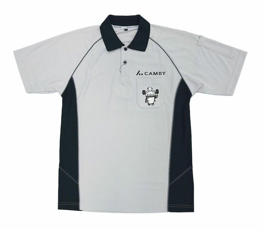 愛知県名古屋市にあるキャンビー・ペットとずっと様のロゴマーク入りオリジナルポロシャツの完成写真をご覧くださいませ。<br>左胸に２種類のロゴが入っていてオリジナル感満点！