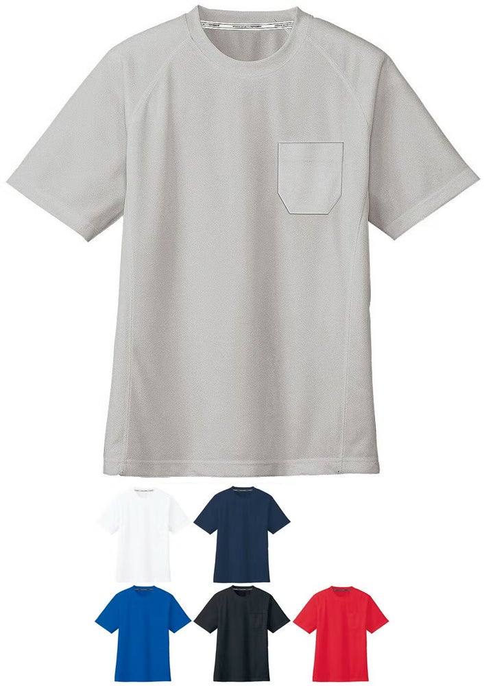 胸ポケット付きの半袖業務用ドライTシャツ