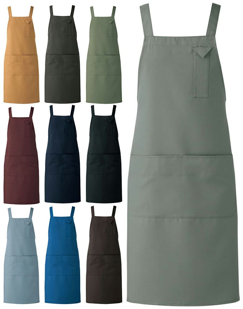 制電素材の背中H型エプロン