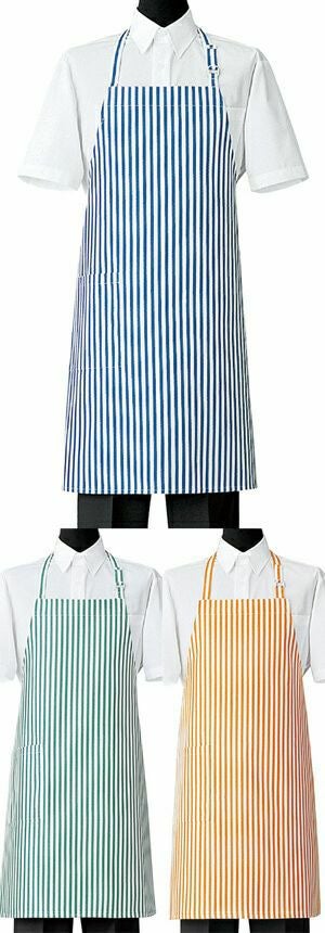 【ストライプ柄】胸当て・首掛けエプロン