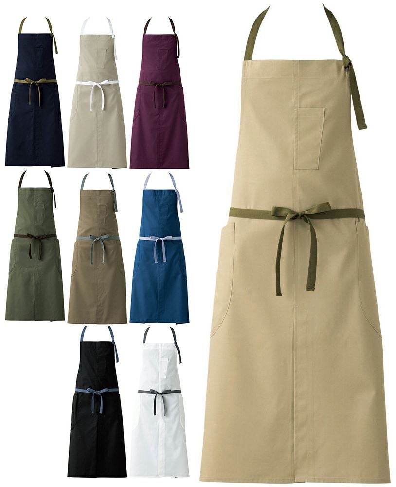 首掛け胸当てエプロン（制電素材・ストレッチ）