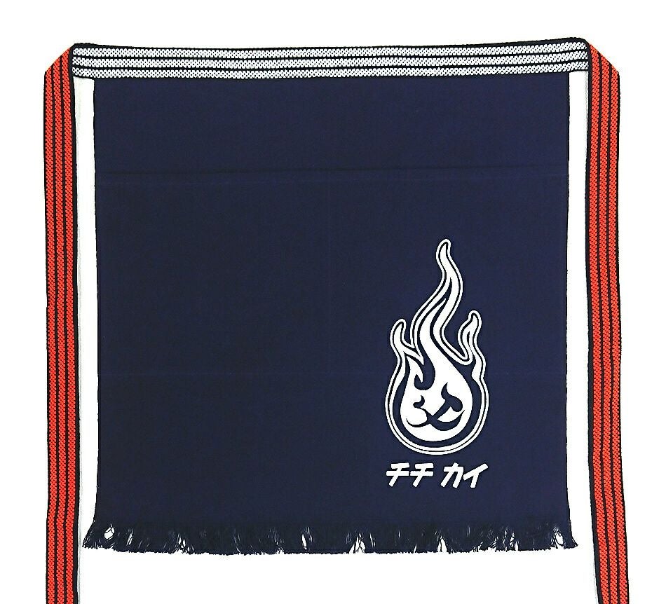 実際のプリント入りの酒屋前掛けの完成のお写真です。