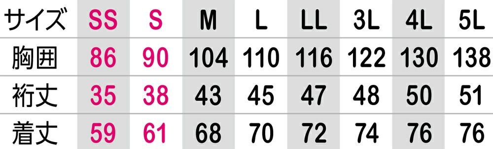 サイズ表