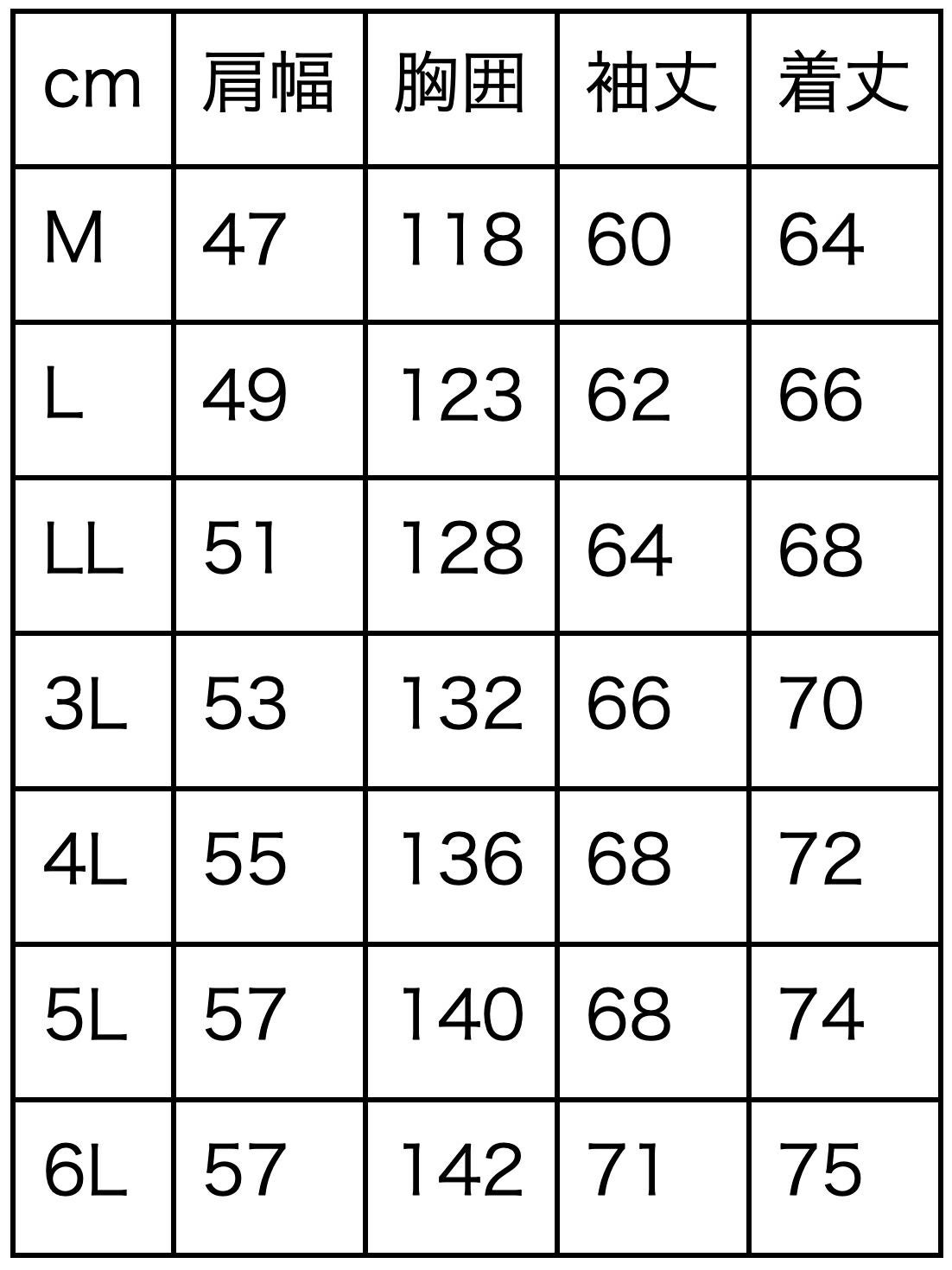 サイズ表
