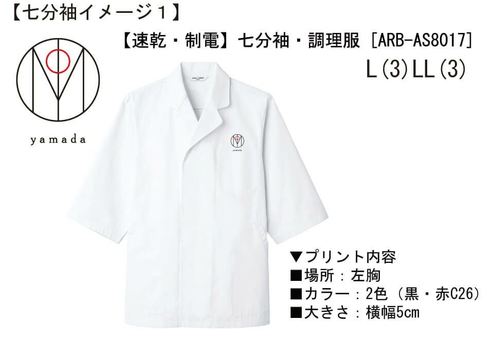 お客様との打ち合わせ時に実際に見ていただいた厨房白衣の完成イメージ画像です。<br>このように完成イメージ画像を見ていただきながらお話を進めています。