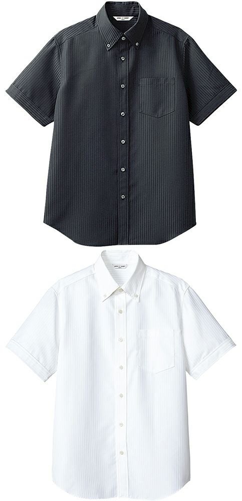 【男性用】半袖シャドーストライプボタンダウンシャツ