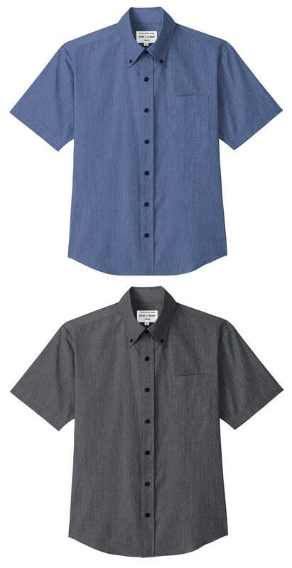 【男女兼用】半袖ボタンダウンダンガリーワイシャツ