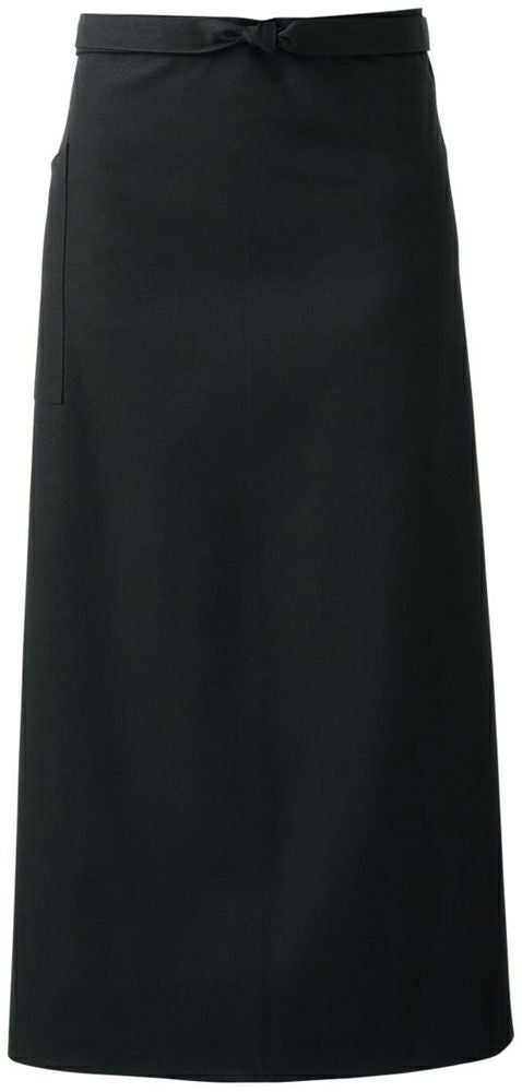 【ソムリエ】腰下ロング丈エプロン（綿100％）:ブラック