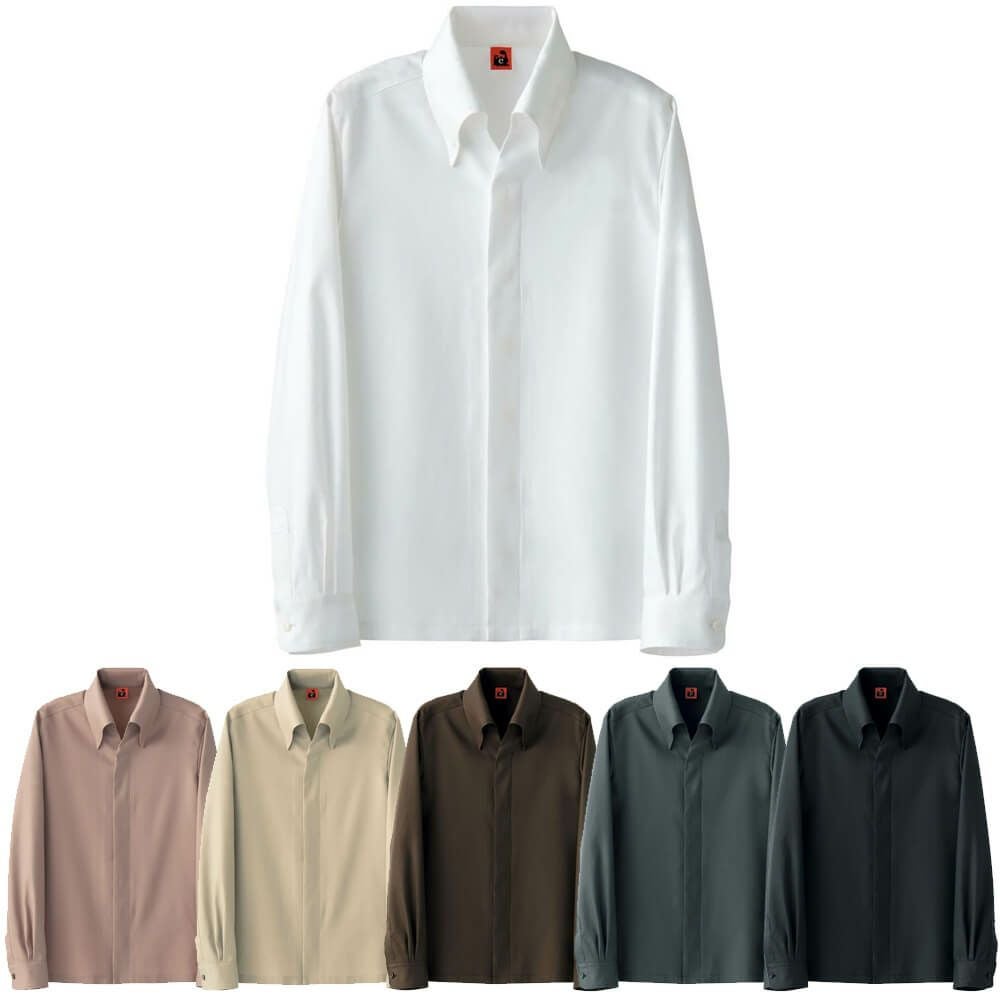 スキッパー開き・長袖ワイシャツ（制電・制菌・ストレッチ）