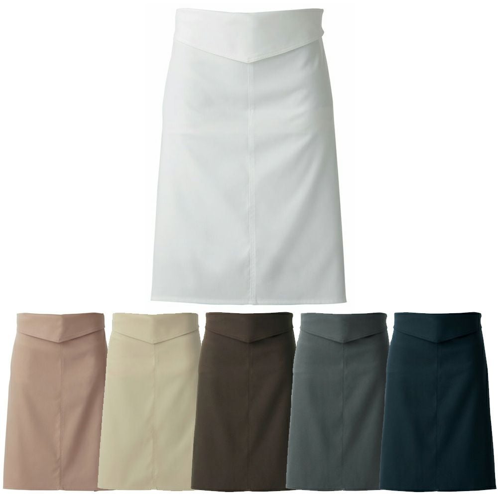 【綿100％】ミドル丈腰下エプロン（制電・制菌・ストレッチ）