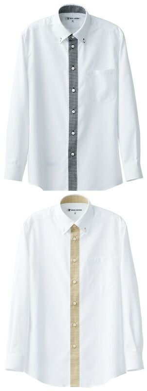 【ボタンダウン】長袖ギンガムチェックシャツ（防透・男女兼用）