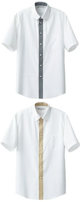 【ボタンダウン】半袖ギンガムチェックシャツ（防透・男女兼用）