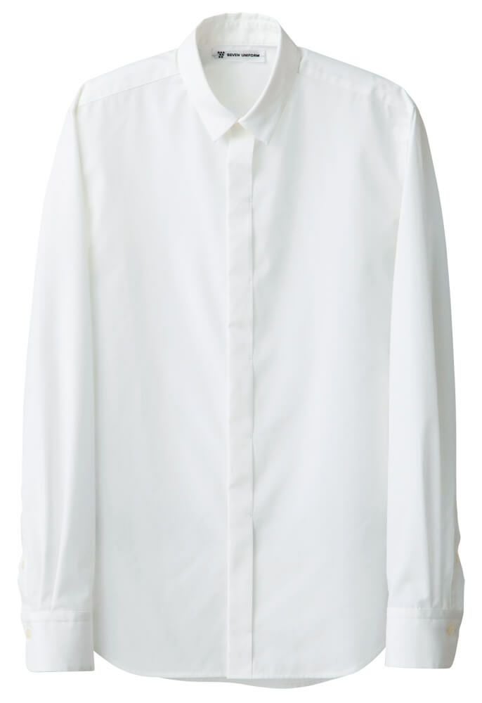 レギュラーカラー長袖ワイシャツ [7-CH4442]　ホワイト＃0