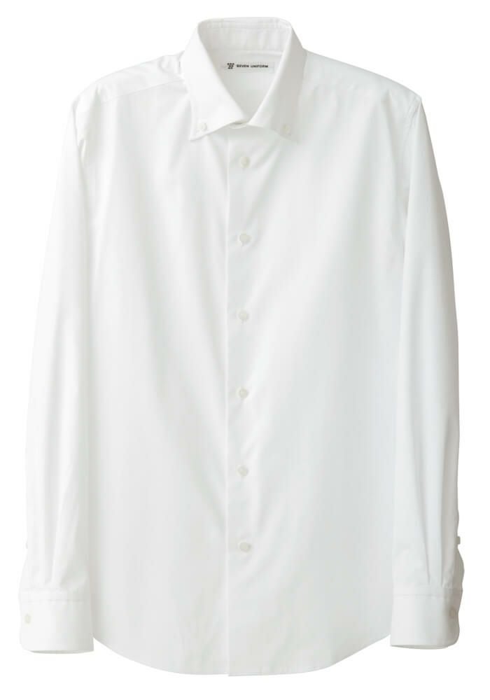【男性用】[ボタンダウン]フォーマルシャツ（透け防止・UVカット） [7-CH4432]　ホワイト＃0