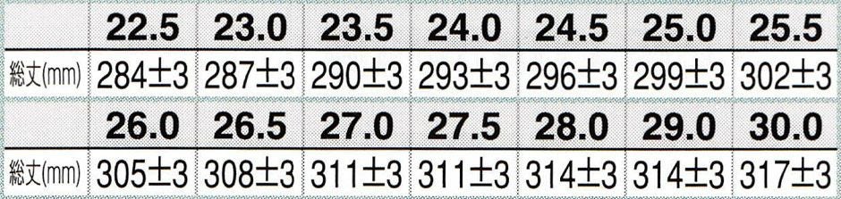 サイズ表１（総丈）