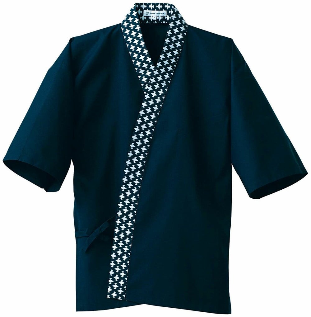 【男性用】ハッピーコート作務衣 [7-BC1340-1]　紺×松皮菱＃1