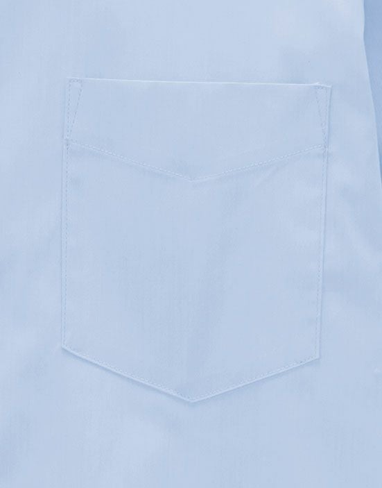 ▼左胸にペンやメモが入れられるポケット付き