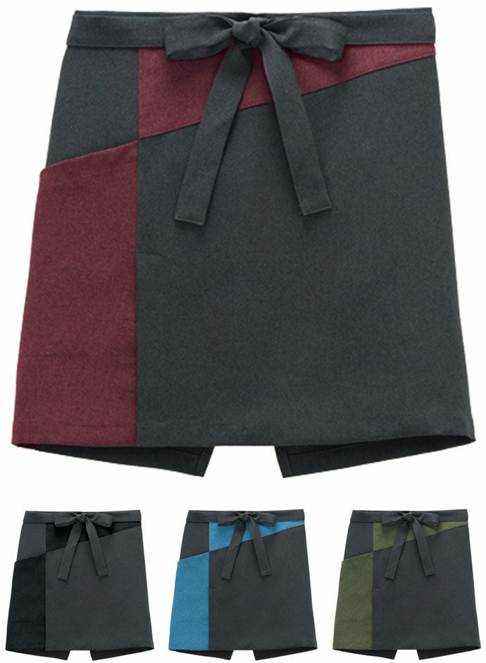 【和風】ショート丈エプロン（配色ポケット・ポケット付） [BON-FK7200] 