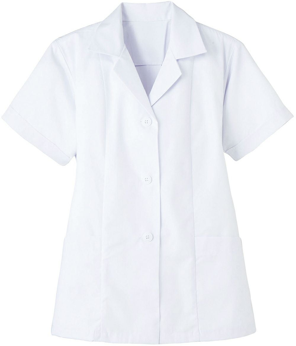 【女性用】衿付き調理衣 半袖 [SRV-FA337]　ホワイト